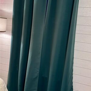 Pair of Room-Darkening Curtain Panels, Grommet Hooks, 42”x84” (Dark Green)